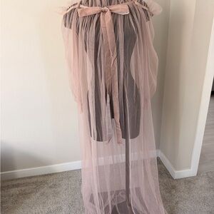 Elegant Pink Sheer Gown - Maternity or Boudoir